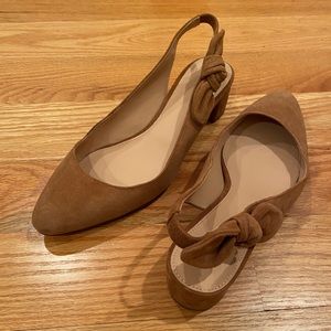 J. Crew Suede Sling Back Block Heel Low Pumps